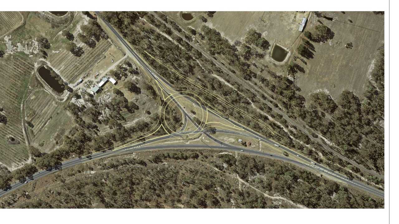 ABOUT TIME: The plan for a $9.1m roundabout at Stanthorpe southern bypass at the intersection of New England Highway and Wallangarra Rd, as at November 7, 2018. Picture: Design Systems