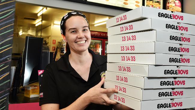 Eagle Boys franchisee Meredith Hutton at her Fairfield Waters business in Townsville.