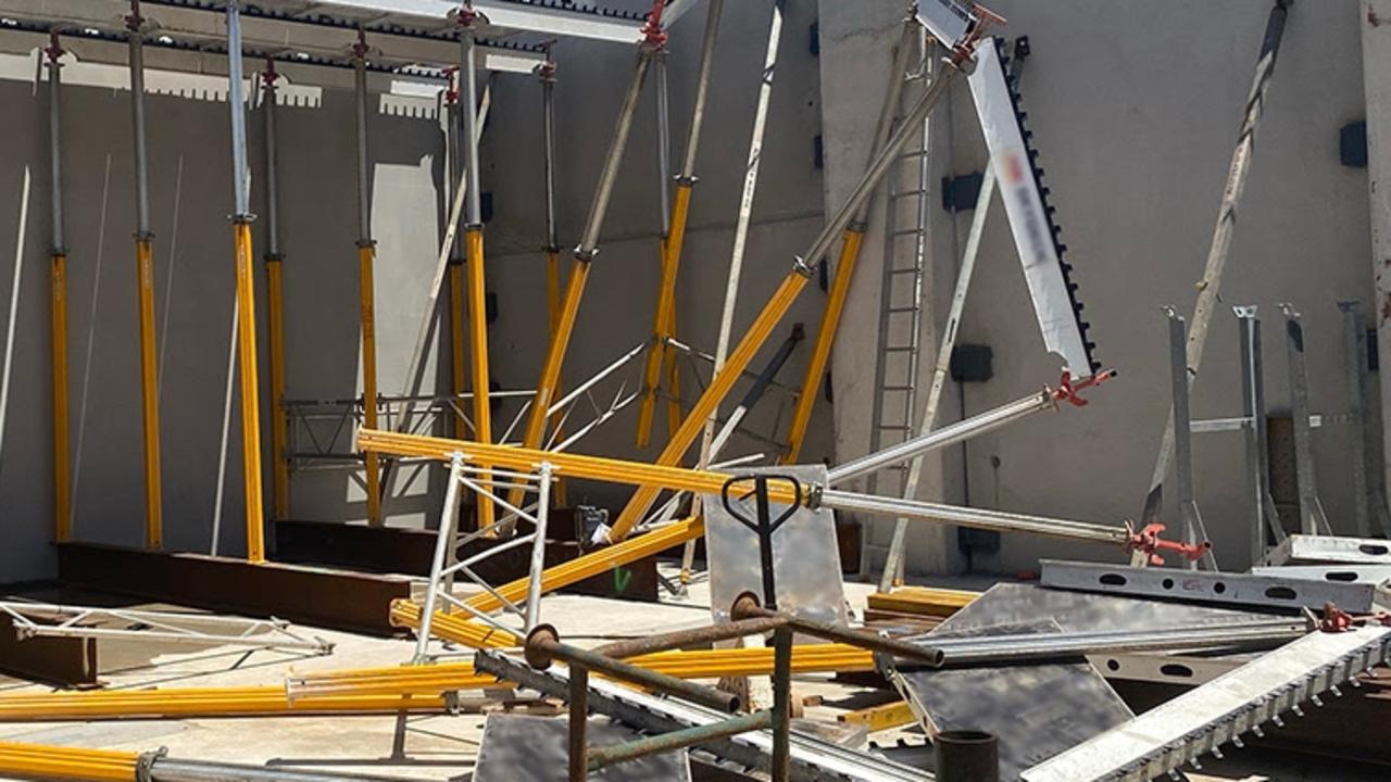 Image 2: The incident scene where 15 metres of formwork collapsed. Picture: NT WorkSafe / Supplied.