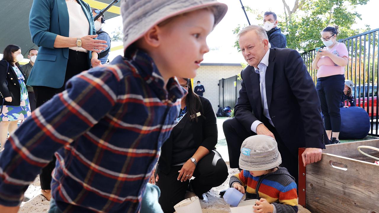 Albanese at the Goodstart Early Learning in Kalamunda, Perth. Picture: Sam Ruttyn