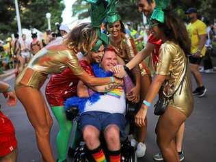 DREAM COME TRUE: Noel Cuskelly was able to attend Mardi Gras thanks to the Endeavour Foundation's Imagine What's Possible competition. Picture: STEVEN SAPHORE