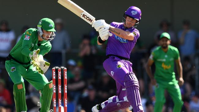 Hobart’s D'Arcy Short bats during the Big Bash League match against the Melbourne Stars in Moe. Picture: QUINN ROONEY/GETTY IMAGES