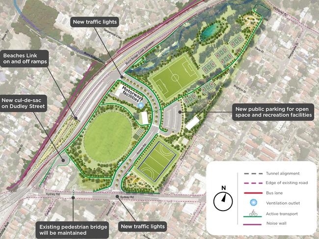 Map of Balgowlah connection and access road, Beaches Link Tunnel. Picture: NSW Government.