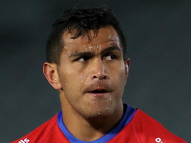 GOSFORD, AUSTRALIA - JUNE 18: Daniel Saifiti of the Knights warms up before the round six NRL match between the Newcastle Knights and the Brisbane Broncos at Central Coast Stadium on June 18, 2020 in Gosford, Australia. (Photo by Cameron Spencer/Getty Images)