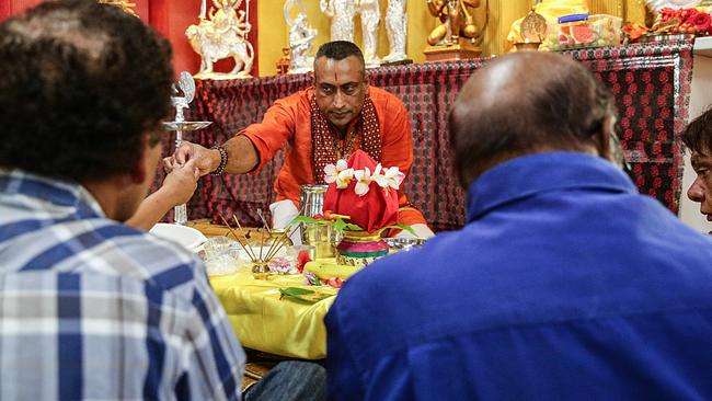 Prayers being offered at the opening ceremony of the Barathiye Mandir Temple in Regents Park. Picture: Carmela Roche