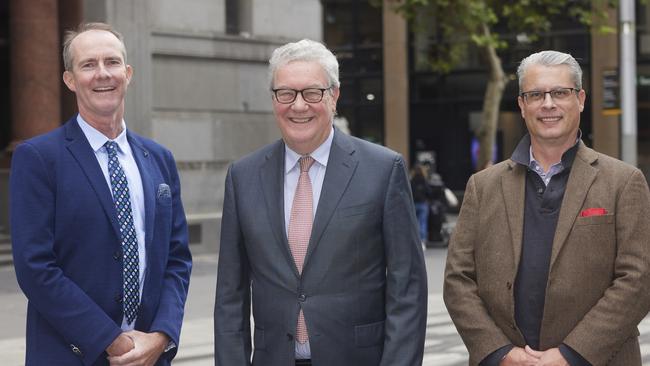 Gold Hydrogen founders Neil McDonald and Luke Titus flank chairman Alexander Downer. Picture: Supplied.