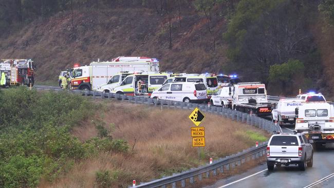 There was a huge emergency services presence at the scene. Picture: Jason O'Brien