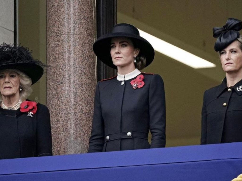 The Duchess watched from a balcony alongside Camilla and Sophie Wessex.