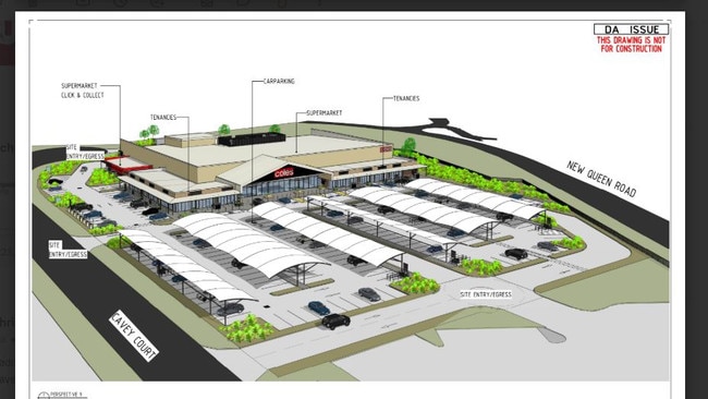 The plans for the shopping centre which would include Coles and undercover parking.