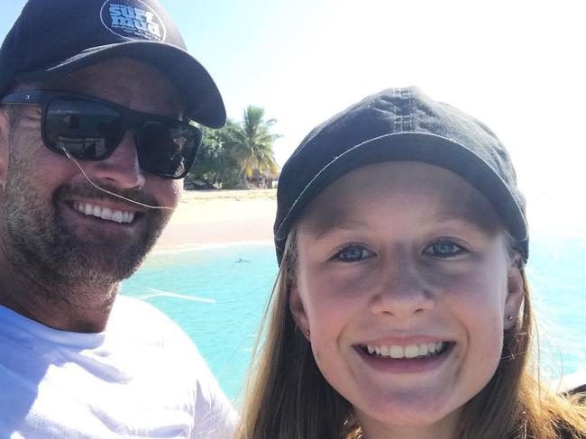 Pete Evans with his daughter Chilli on a recent surfing holiday together. Picture: Pete Evans/Instagram