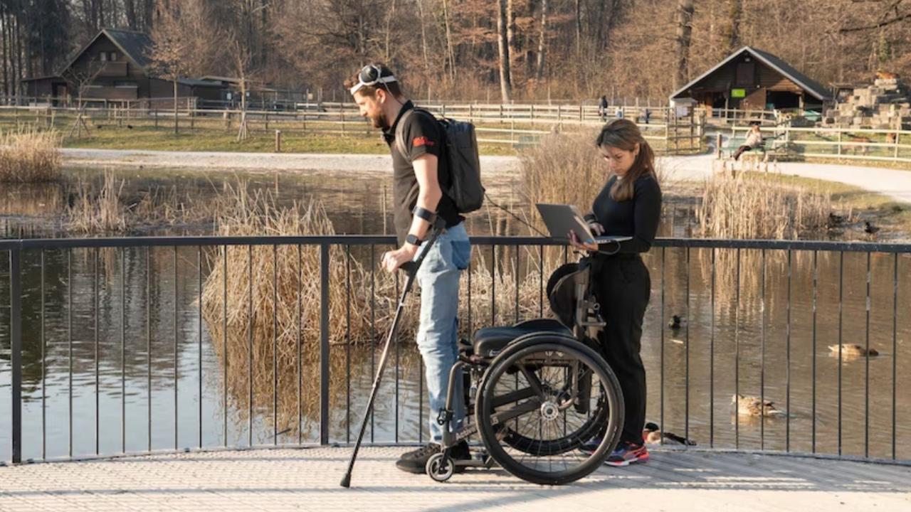 Gert-Jan was given the ability to walk again thanks to groundbreaking technology. Picture: AFP