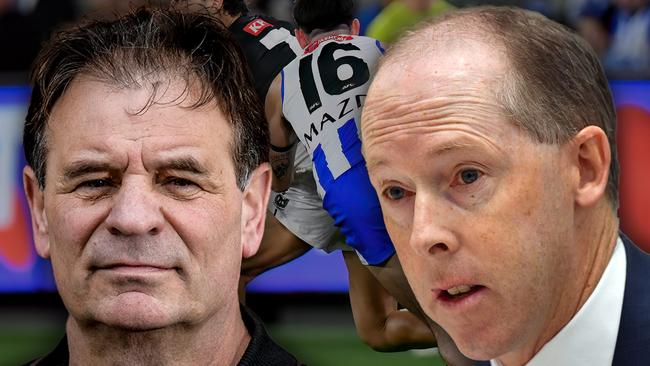 Union heavyweight John Setka (left) has been taken to the Federal Court for allegedly trying to coerce the AFL into sacking its head of umpiring Stephen McBurney (right).