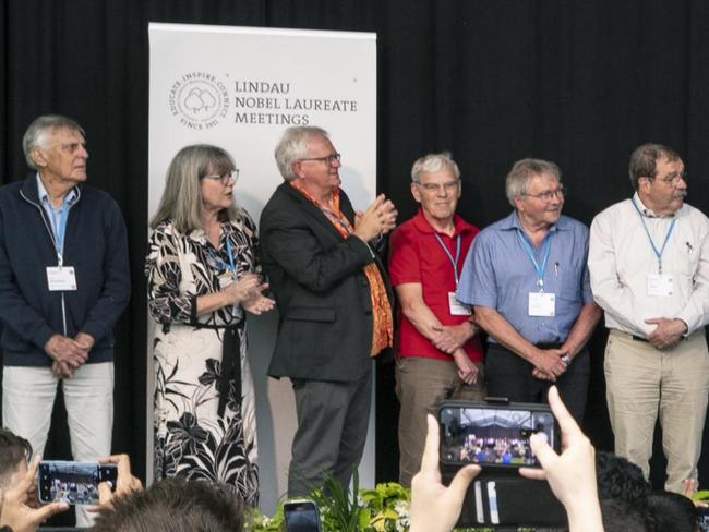 Nobel physics and chemistry laureates after signing the 2024 Mainau declaration on nuclear weapons on 5 July 2024 on Mainau Island, GermanyPicture: Christian Flemming