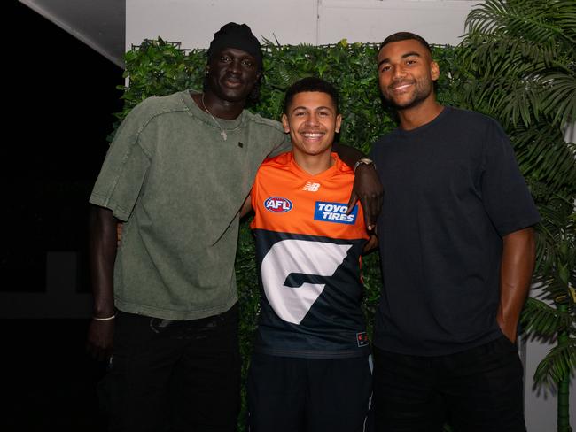 Josaia Delana after finding out he has been drafted by the GWS GIANTS. Thursday the 21st of November, 2024. (Photo by Ryan Jones/GWS GIANTS)