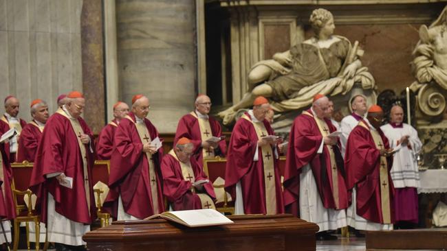 Priests at the funeral mass for Cardinal George Pell. Photo: Victor Sokolowicz