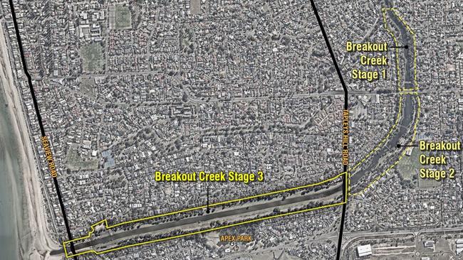 A map of the three stages of the Breakout Creek project. Picture: Supplied