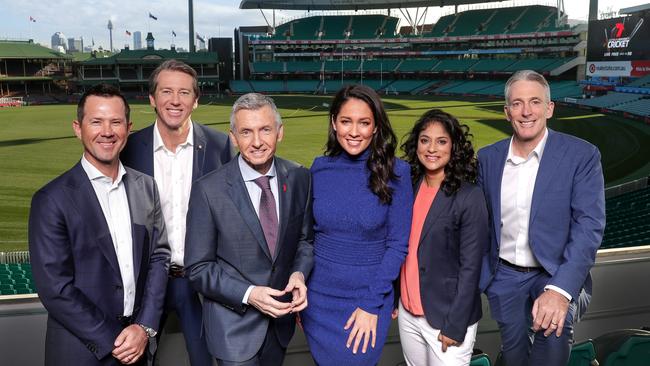 Members of the Seven Network commentary team Ricky Ponting, Glenn McGrath, Bruce McAvaney, Mel McLaughlin, Lisa Sthalekar and Damien Fleming