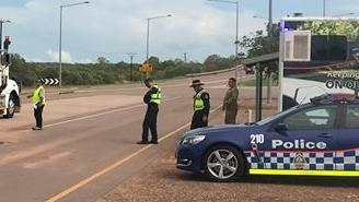 Darwin Traffic Operations at the Berrimah weigh bridge on 17 November – the Centurion tank was an unexpected bonus for the officers – no offences were detected. Picture: Supplied