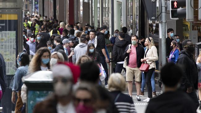 Shoppers were out in force over the Black Friday-Cyber Monday weekend in the CBD of Melbourne, Victoria. Picture: NCA NewsWire / David Geraghty