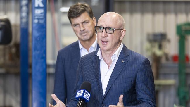 LNP MP Luke Howarth, pictured alongside opposition treasury spokesman Angus Taylor, is Peter Dutton’s new assistant treasurer. Picture: Matthew Poon