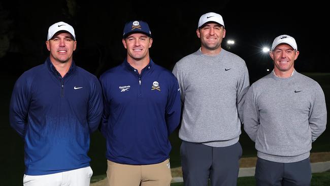 Brooks Koepka and Bryson DeChambeau took on Scottie Scheffler and Rory McIlroy in a made-for-TV special event in Las Vegas last December. Picture: Kevin C. Cox/Getty Images for The Showdown