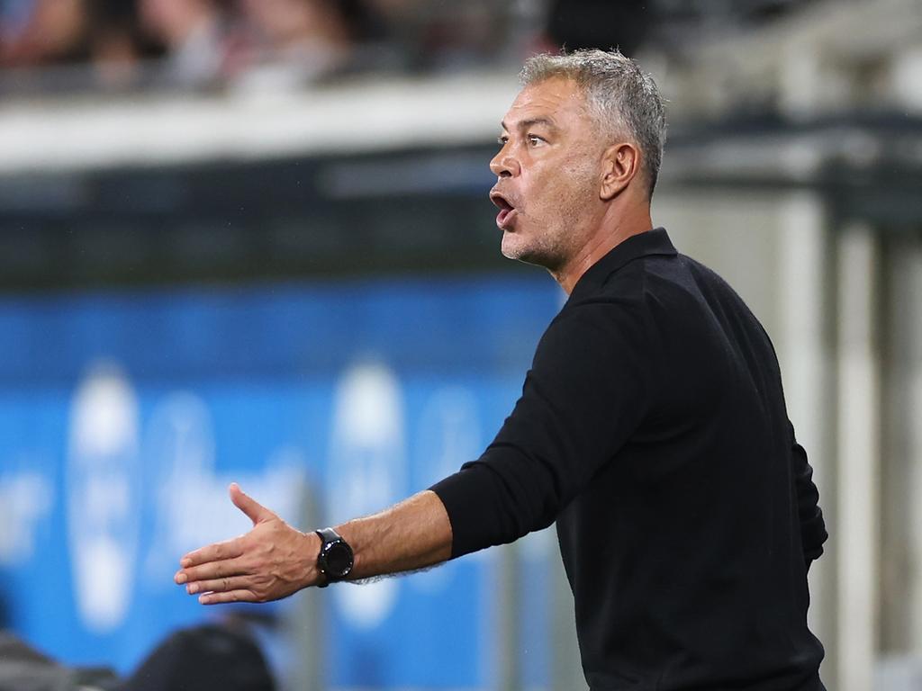 Wanderers head coach Marko Rudan shows his emotion during the loss to Sydney FC. Picture: Getty Images