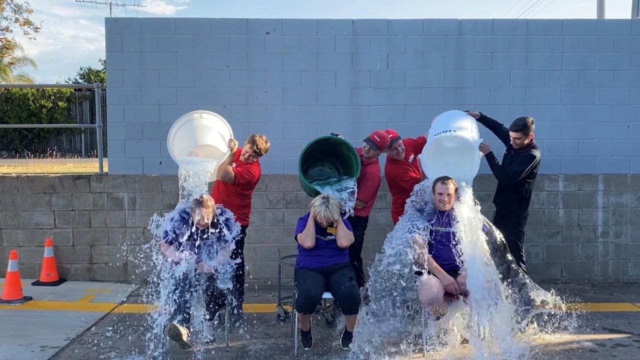 Coles Gatton staff participate in the Ice Bucket challenge to raise funds for Hummingbird House. Photo: Supplied