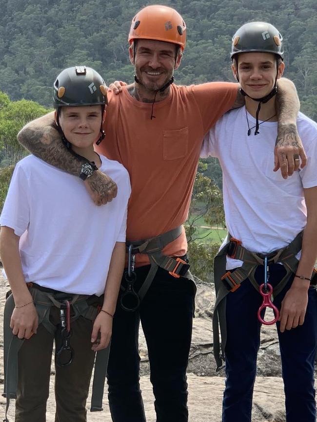 The Beckhams visited an outdoor adventure park.