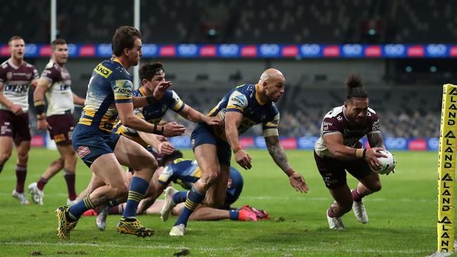 Manly’s fightback fell just short. Photo by Cameron Spencer/Getty Images.