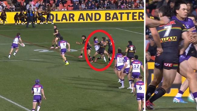 The Storm were awarded the try. Photo: Fox Sports