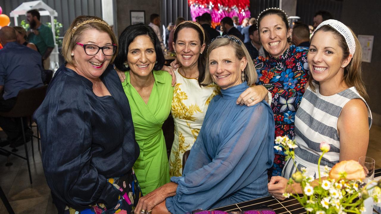 At the Melbourne Cup party at The Rock are (from left) Karen Coleman, Jocelyn Sevil, Dominique Haddin, Ange Shannon, Bec Statton and Bridget Wheatley, Tuesday, November 1, 2022. Picture: Kevin Farmer