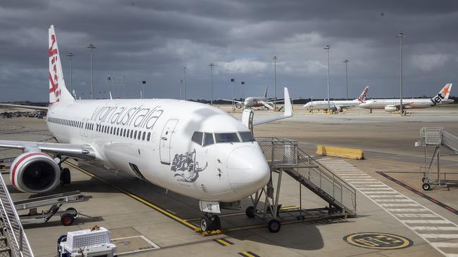 Virgin aircraft arrives in Melbourne from Sydney Picture: Ian Currie