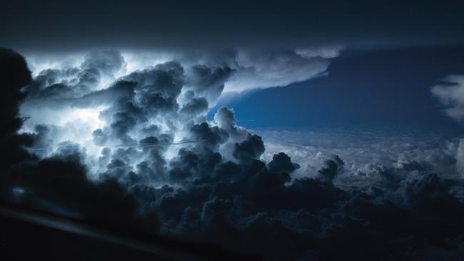 A storm developing over the Atlantic Ocean at 35000ft. Picture: Santiago Borja / www.santiagoborja.com