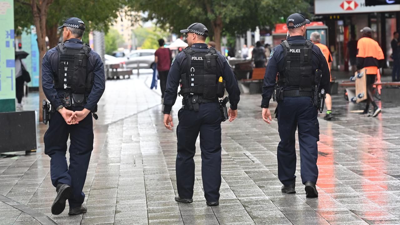 Police patrols on Rundle Mall. Picture: Keryn Stevens