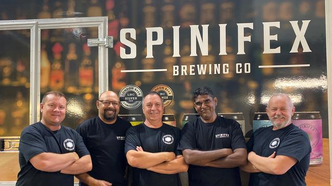 The Spinifex Brewery team: Adam Barnard CEO, Mick Little Founder and Director, Steve Jansen Communications Manager, Robert Dann – Spinifex Supplier, John Gibbs Brewing Director.