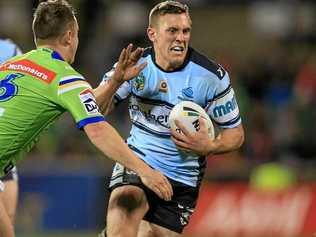 KICKING OFF: Charleville-raised NRL player Kurt Capewell in action for the Cronulla Sharks. Capewell and other rugby league representatives will tour dought-stricken western Queensland this week. Picture: Contributed