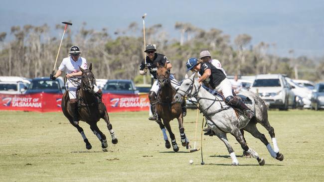 Polo players in action at Barnbougle.