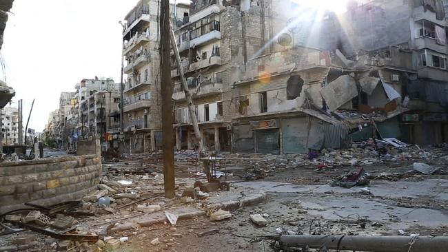 A shelled neighbourhood in Aleppo, Syria. Picture: Matthew VanDyke / Aletheia Films