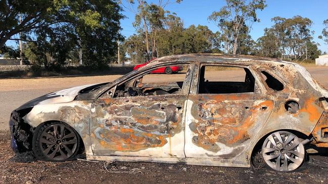 A stolen car was burnt out overnight in West Gladstone.