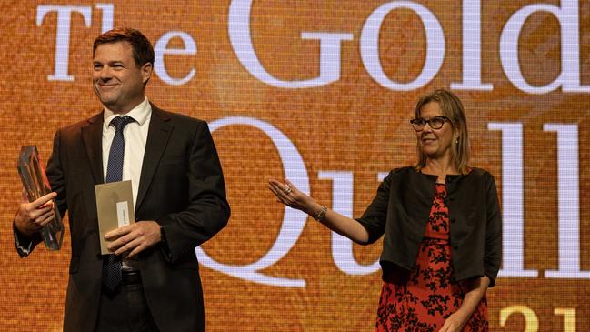 Herald Sun sports journalist Michael Warner, who won the Melbourne Press Club's 2021 Gold Quill award.