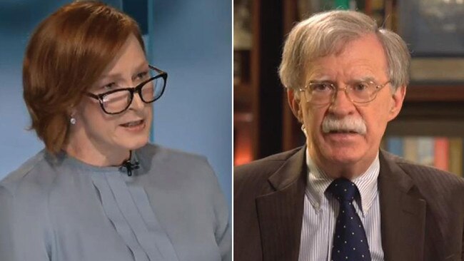 Leigh Sales talks to former US national security adviser to President Trump, John Bolton on 7.30. Pictures: Supplied