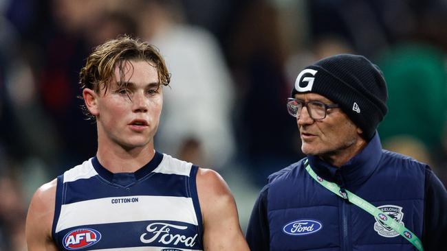 Tanner Bruhn was subbed out against Melbourne. Picture: Dylan Burns/AFL Photos via Getty Images