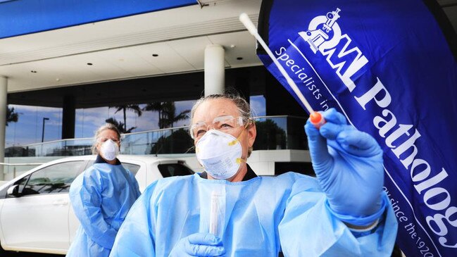 Tweed Heads Bowls Club has become the venue for the Tweed's first drive-through coronavirus (COVID-19) testing station. Photo Scott Powick Newscorp