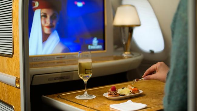 Snacks are served in the first class private suites.