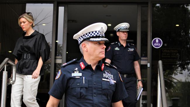 NT Police Assistant Commissioner Travis Wurst outside the Alice Springs Local Court during an inquest into the death of Kumanjayi Walker. Picture: Jason Walls