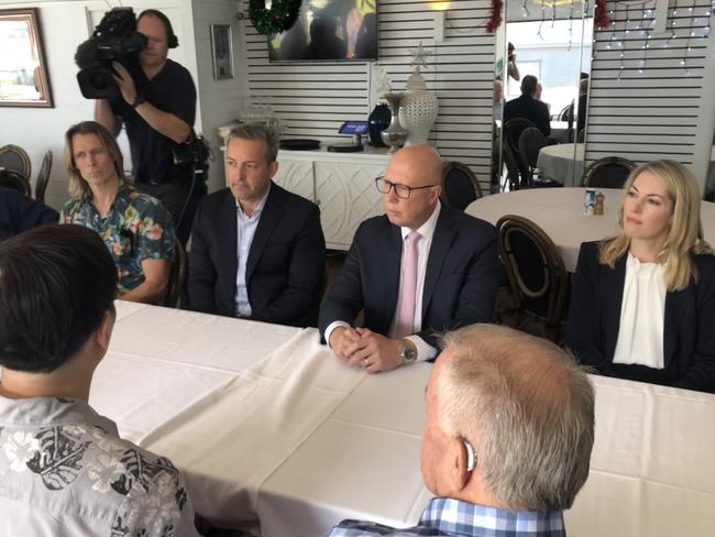 The Opposition leader listens to voters’ concerns. Picture: Jim O’Rourke