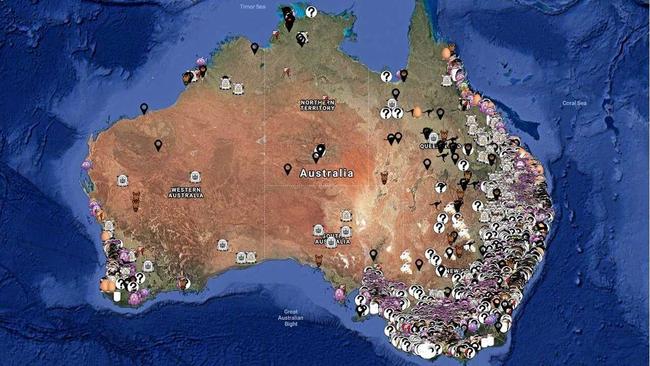 Animal activists group, Aussie Farms, created an interactive satellite map with the exact locations and address of farmers' properties. Vegan activists have used the map to trespass onto Aussie farms. Picture: contributed