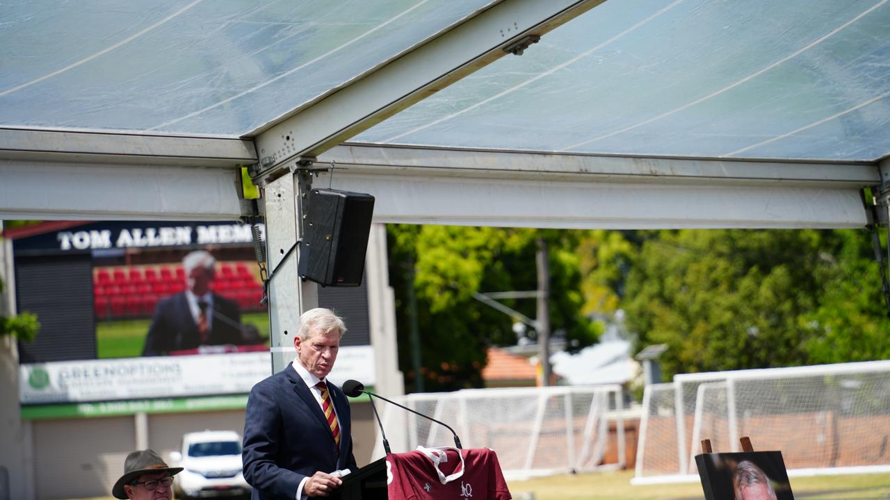 Jim McDonald speaks at the funeral for his father, John McDonald.