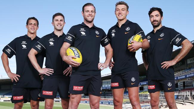 Carlton’s new leadership group features Ed Curnow, Marc Murphy, co-captains Sam Docherty and Patrick Cripps and Kade Simpson. Picture: Getty Images