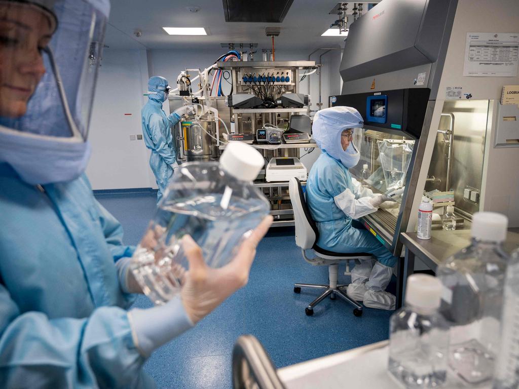 The World Health Organisation and European Medicines Agency have both declared the AstraZeneca vaccine safe. Pictured, BioNTech’s new manufacturing site in Marburg, central Germany. Picture: Thomas Lohnes / AFP